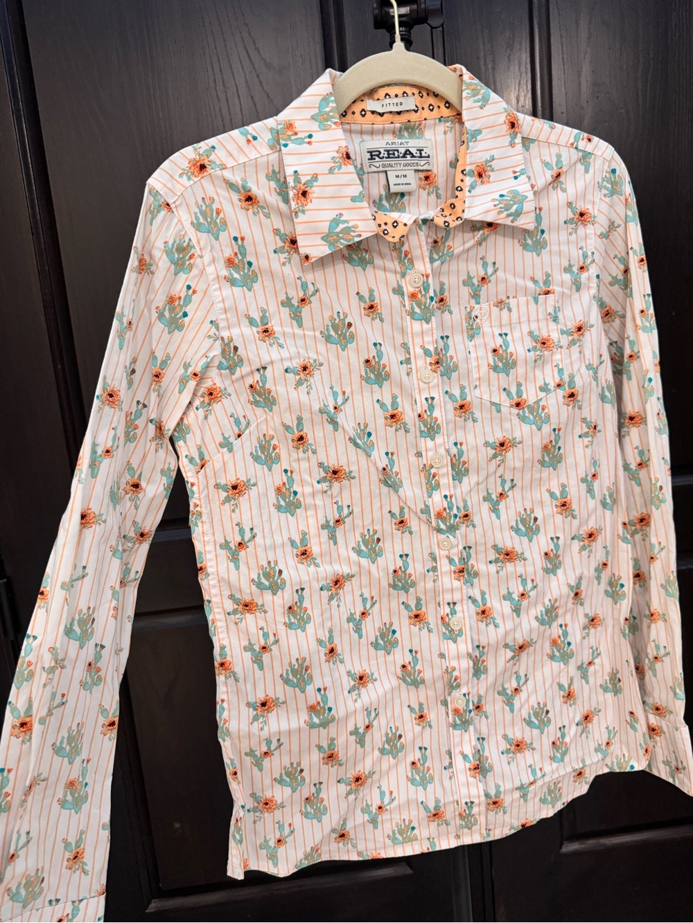 Ariat Women's Floral Button-Down Shirt in White, Teal, and Orange